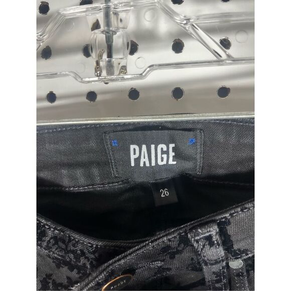 PAIGE Transcend Hoxton High Waist Skinny Ankle Velvet Flocked Versaille jeans si - Picture 12 of 13